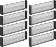 🗂️ adjustable expandable drawer organizer divider by mdesign – secure hold, foam ends – ideal for kitchen towel storage, utensils, junk drawers – 8 pack, smoke/black логотип