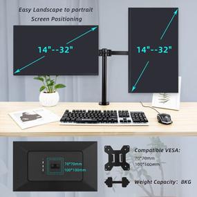 img 2 attached to Maximize Your Workspace With Heavy-Duty Dual LCD Monitor Arms For Two 32" Screens - Full Adjustable Desk Mount With VESA Compatibility (Black)