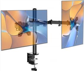 img 4 attached to Maximize Your Workspace With Heavy-Duty Dual LCD Monitor Arms For Two 32" Screens - Full Adjustable Desk Mount With VESA Compatibility (Black)