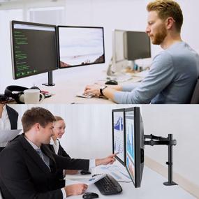 img 3 attached to Maximize Your Workspace With Heavy-Duty Dual LCD Monitor Arms For Two 32" Screens - Full Adjustable Desk Mount With VESA Compatibility (Black)