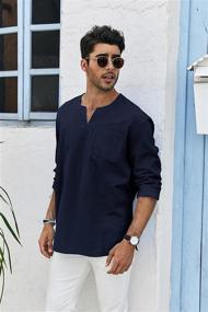 img 2 attached to 👕 Cotton Henley Casual Sleeve Men's Clothing Shirts by Bbalizko