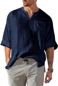 img 4 attached to 👕 Cotton Henley Casual Sleeve Men's Clothing Shirts by Bbalizko