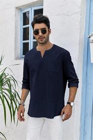 img 3 attached to 👕 Cotton Henley Casual Sleeve Men's Clothing Shirts by Bbalizko