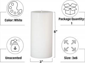 img 2 attached to Белые свечи-столбы ручной заливки без запаха (3x6 дюймов, упаковка из 1 шт.) - CandleNScent