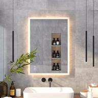 зеркало для ванной со светодиодной подсветкой 28x20 дюймов с защитой от запотевания, сенсорным переключателем и памятью яркости - горизонтальная / вертикальная ориентация логотип
