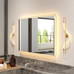 img 3 attached to Зеркало для ванной со светодиодной подсветкой 28X20 дюймов с защитой от запотевания, сенсорным переключателем и памятью яркости - горизонтальная / вертикальная ориентация