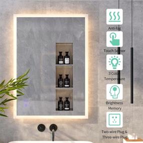 img 2 attached to 28X20 Inch Backlit LED Bathroom Mirror With Anti-Fog, Touch Switch, And Brightness Memory - Horizontal/Vertical Orientation