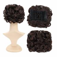 transform your look with swacc's dark brown curly hair bun extension - easy stretch combs clip-in ponytail hairpiece logo