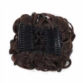 img 2 attached to Transform Your Look With SWACC'S Dark Brown Curly Hair Bun Extension - Easy Stretch Combs Clip-In Ponytail Hairpiece