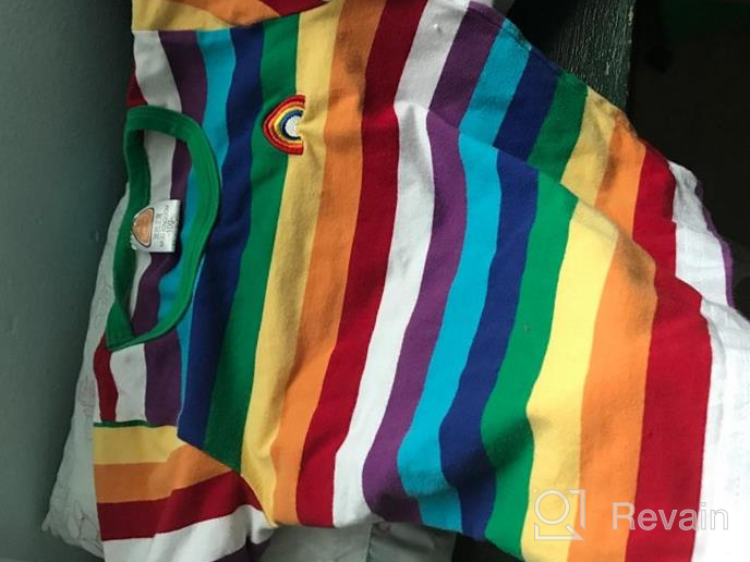 img 1 attached to 🌈 Vibrant Rainbow Stripe Tee - LittleSpring Boys Girls Cotton T-Shirt review by Maurice Hurd