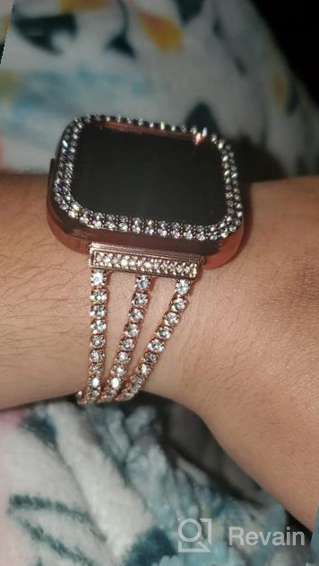 img 1 attached to Rose Gold Chunky Chain Link Fitbit Versa 2/Lite Women'S Bracelet Band With White Leather review by Josh Nat