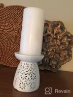 img 1 attached to Hand-Carved Ceramic Tealight Holder And Essential Oil Burner In White With Star Design - Perfect For Scented Wax Melts, Aromatherapy, And Candle Warmers review by Carmen Winters