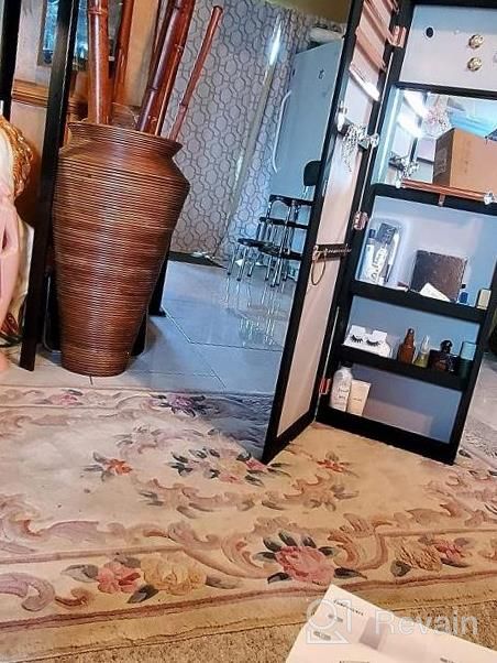 img 1 attached to LUXFURNI Jewelry Armoire Standing Full-Length Mirror Makeup Lockable Cabinet , Large Cosmetic Storage Organizer Wall/ Door-Hanging (White) review by Brooke Nelson
