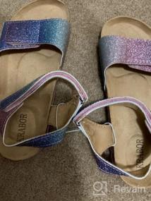 img 8 attached to KRABOR Kids Sandals, Glitter Flat Slides With Adjustable Straps And Cork Footbed For Toddlers, Little Kids & Big Kids