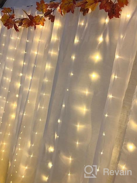 img 1 attached to KINGTOP Curtain Fairy String Lights Plug In Twinkle 600 LED Outdoor Waterproof Hanging Window Backdrop For Patio Wedding Bedroom Party Back Yard Garden Decorations, Warm White (19.68X9.8Ft) review by Matt Heringer