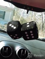 img 1 attached to Black Plush Car Hanging Fuzzy Dice - Zone Tech Decorative Mirror Dice Pair With White Dots, 3 Inches review by Gary Flick