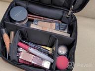 img 1 attached to Narwey Travel Makeup Bag: Large Cosmetic Case Organizer For Women & Girls (Black Flower) review by Jeff Perez
