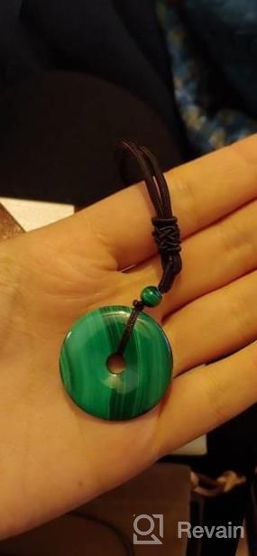 img 1 attached to Circle Donut Pendant Necklace With Semi-Precious Stones By AMORWING review by Helen Love