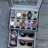 img 1 attached to Keep Your Watches Safe And Organized With BEWISHOME'S 10-Slot Watch Box - Black PU Leather, Real Glass Top, And Valet Drawer Included! review by Robert Robertson