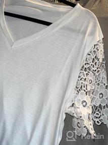 img 4 attached to Шикарно и удобно: женская кружевная вязаная футболка Minclouse с короткими рукавами, V-образным вырезом и разрезами по бокам