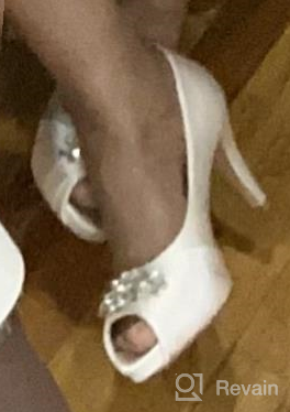 img 1 attached to Elegant Satin Peep Toe Mid Heels With Rhinestone Accents For Women'S Evening Prom And Wedding review by Muhammad Balding