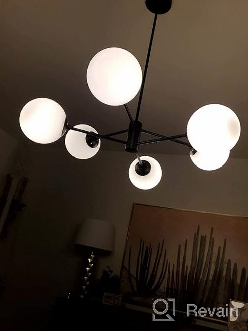 img 1 attached to Liara Caserti Black Sputnik Chandelier - Modern Ceiling Light with 6 Glass Globe Lights - Mid Century Modern Chandelier for Dining Room, Kitchen, Bedroom - Sputnik Light Fixture, UL Listed review by Rudy Barron