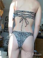 img 1 attached to Stylish Adjustable Lace-Up Back Bandeau Bikini Set For Women By RELLECIGA review by Jessie Perry