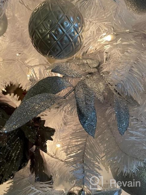 img 1 attached to 6 Pcs Silver Glittered Artificial Leaf Spray Picks 24" Tall For Christmas Winter Wedding Wreath Tree Swag Floral Arrangment Vase Bouquets Table Centerpieces Decoration review by Brian Gopalan