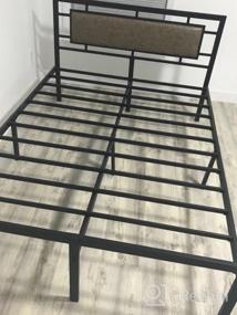 img 5 attached to Mecor Metal Full Size Bed Frame With Black Upholstered Faux Leather Headboard / Vintage Style Platform Bed / Strong Metal Slats Support / Easy Assembly - Full Size, Black