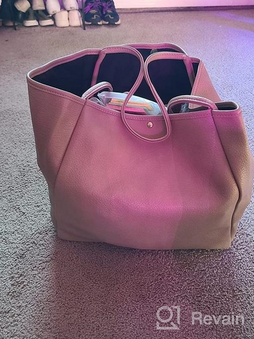 img 1 attached to Luxury HOXIS Oversize Vegan Leather Tote Women Weekender Bag - Perfect For Shopping, Travel & Everyday Use! review by Prince Burr