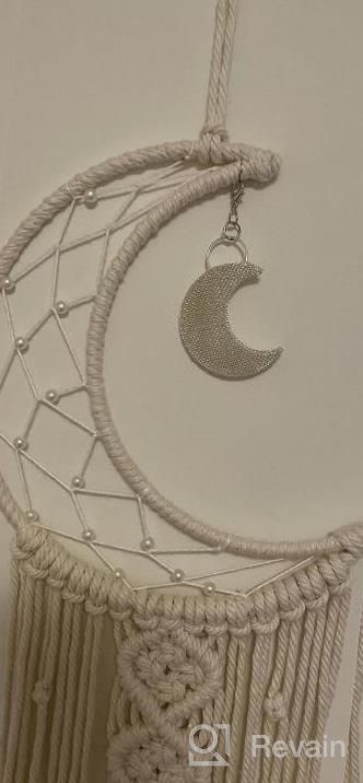 img 1 attached to Macrame Wall Hanging Dream Catcher With Tassel - White Cotton Handmade Boho Home Decor Ornament For Kids Bedroom Dorm Room review by Jorge Eckstein