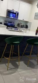 img 8 attached to Guyou Modern 30 Inches Bar Stools Set Of 2 With Back, Upholstered Velvet Stools For Kitchen Island Pub High Chair Stools Gold Legs 2PCS, Green