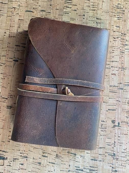 img 1 attached to Handmade Vintage Leather Journal - Bound Notebook With Ivory Deckle Edge Paper - Ideal For Writing, Watercolors, Sketching, Travel Journaling Or Grimoire - 7" X 5 review by Tara Wilson