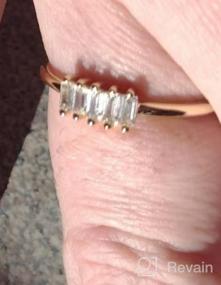 img 5 attached to Stunning Petite Baguette CZ Stacking Wedding Band With Emerald Cut In 14K Gold Plating - TIGRADE Eternity Ring For Women, Available In Size 3-11