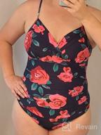 img 1 attached to Hilor Women'S Monokini Swimsuit With Front Twist, V-Neckline, Shirred Detailing, And Tummy Control - One Piece Swimwear review by Beth Smith