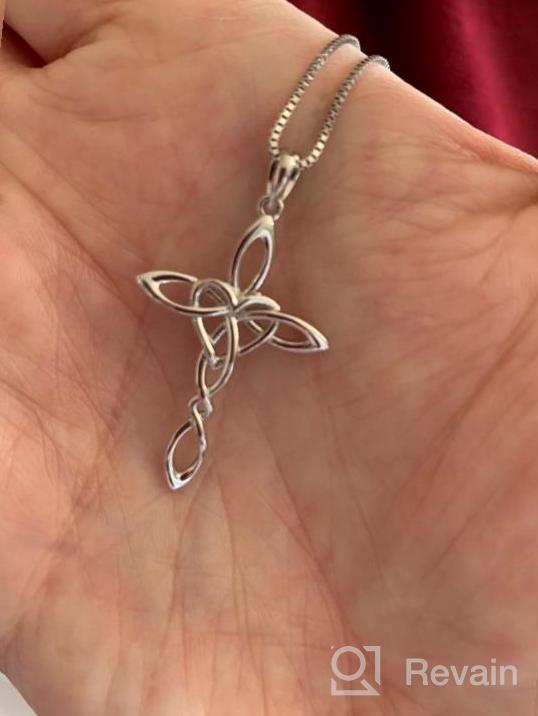 img 1 attached to Celtic Cross Pendant Necklace - Sterling Silver Irish Infinity Love Heart Jewelry, Irish Celtic Knots, Ideal Mothers Day or Birthday Gift for Women and Girls review by Wendy Jackson