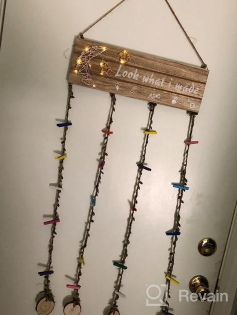 img 1 attached to 🎨 Hanging Artwork Display for Kids: Look What I Made Sign with 20 Clips and Remote Fairy Lights review by Joe Montalvo