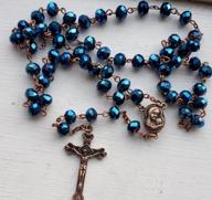 img 1 attached to Nazareth Store Vintage Religious Rosary Necklace with Deep Blue Crystal Beads, Catholic Prayer Pendant including Jerusalem's Holy Soil Medal and Cross - Holy Land Antique Rosaries Collection review by Dustin Ramsey