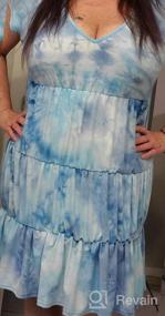 img 6 attached to Женское платье-туника с коротким рукавом и V-образным вырезом, украшенное цветочным принтом, струящиеся летние платья