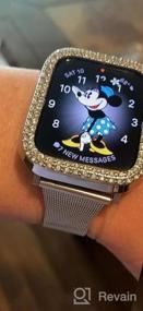 img 5 attached to Стильный тонкий металлический ремешок для часов Goton и чехол-бампер с блестящей бриллиантовой крышкой для женских Apple Watch Series 7 и 8 (серебро, 45 мм)