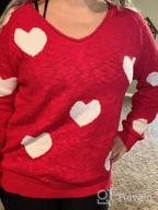img 1 attached to Women'S Lightweight Off Shoulder Heart Print Sweater Knit Shirt Slouchy Top review by Chris Rob
