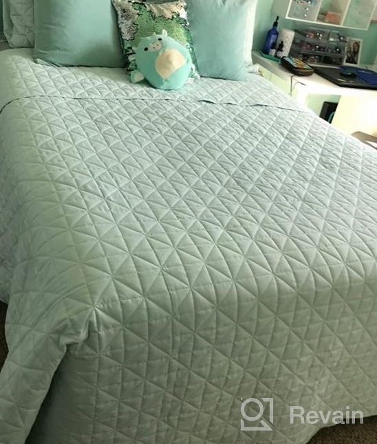 img 1 attached to Exclusivo Mezcla 3-Piece King Size Quilt Set With Pillow Shams, Grid Quilted Bedspread/ Coverlet/ Bed Cover( 96X104 Inches, Camel) -Soft, Lightweight And Reversible review by Jen Smith