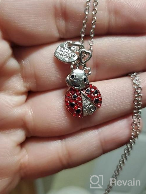 img 1 attached to Charming Rhodium Plated Ladybug Pendant Necklace - Perfect for your Lovely Daughter's Birthday and Christmas (Silver) review by Jackie Shallenberger