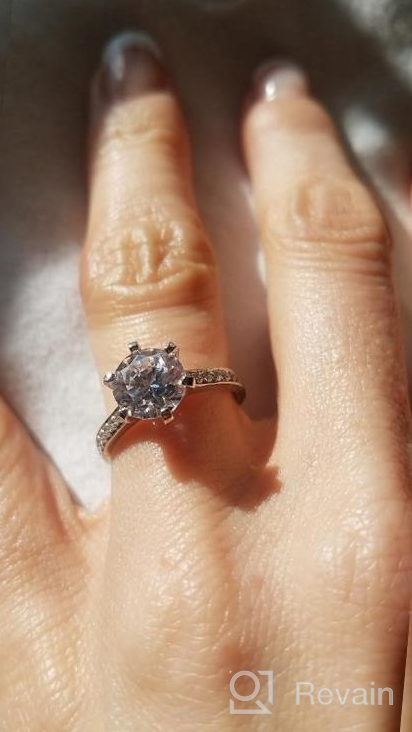 img 1 attached to Stunning 10K White Gold Engagement Ring With 2 Carats Of Simulated Diamond Or Moissanite And Side Stones review by Kobby Cagle