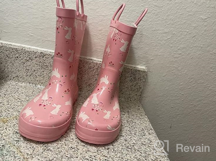 img 1 attached to Cute Waterproof Printed Rubber Rain 👧 Boots for Toddlers and Kids by Outee review by Bill Kodba