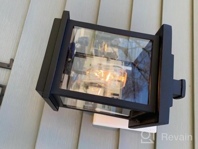 img 1 attached to Farmhouse Style Outdoor Wall Lantern - LALUZ Rectangle Porch Lights, A03156 Matte Black Finish With Clear Glass And Anti-Rust Coating, Weather-Proof Fixture For Front Door, Patio, Yards, And Garage review by Wayne Burkett