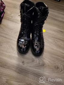 img 6 attached to Lace-Up Glitter Combat Boots For Women: Chunky Heeled Sequin Ankle Booties By Caradise