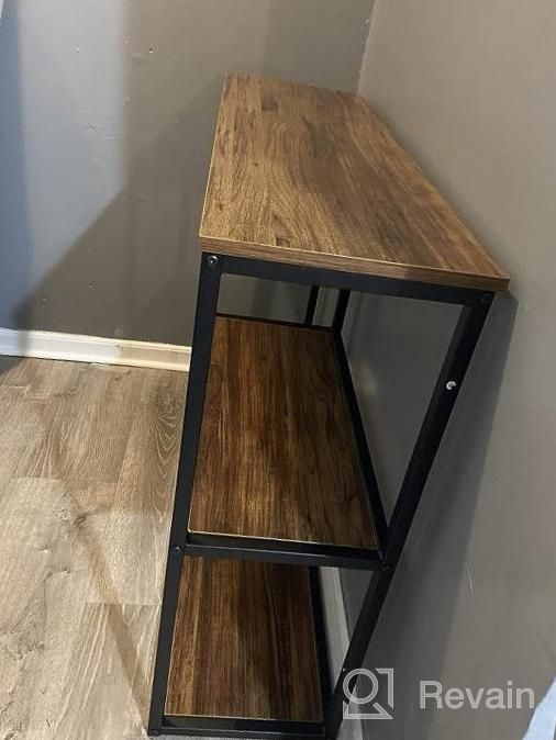 img 1 attached to WOHOMO Console Table, 12 Inch Narrow Sofa Table With 3-Tier Storage Shelves, 40 Inch Industrial Entryway Table For Living Room, Corridor, Hallway, Grey Marble review by Shannon Smith