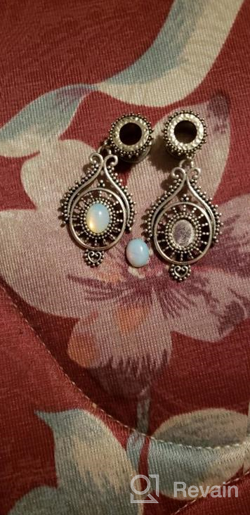 img 1 attached to Stunning TBOSEN Teardrop Opal Wedding Earrings - Fashionable Large Dangle Bridal Ear Gauges With Stainless Steel & Screw Fit Tunnels In Range Of Sizes From 2G To 1-3/16 Inch review by Vincent Bain