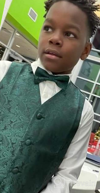img 1 attached to 🌸 Premium Boys Classic Paisley Bow Tie and Suit Vest Set by Alizeal review by Ethan Carpenter